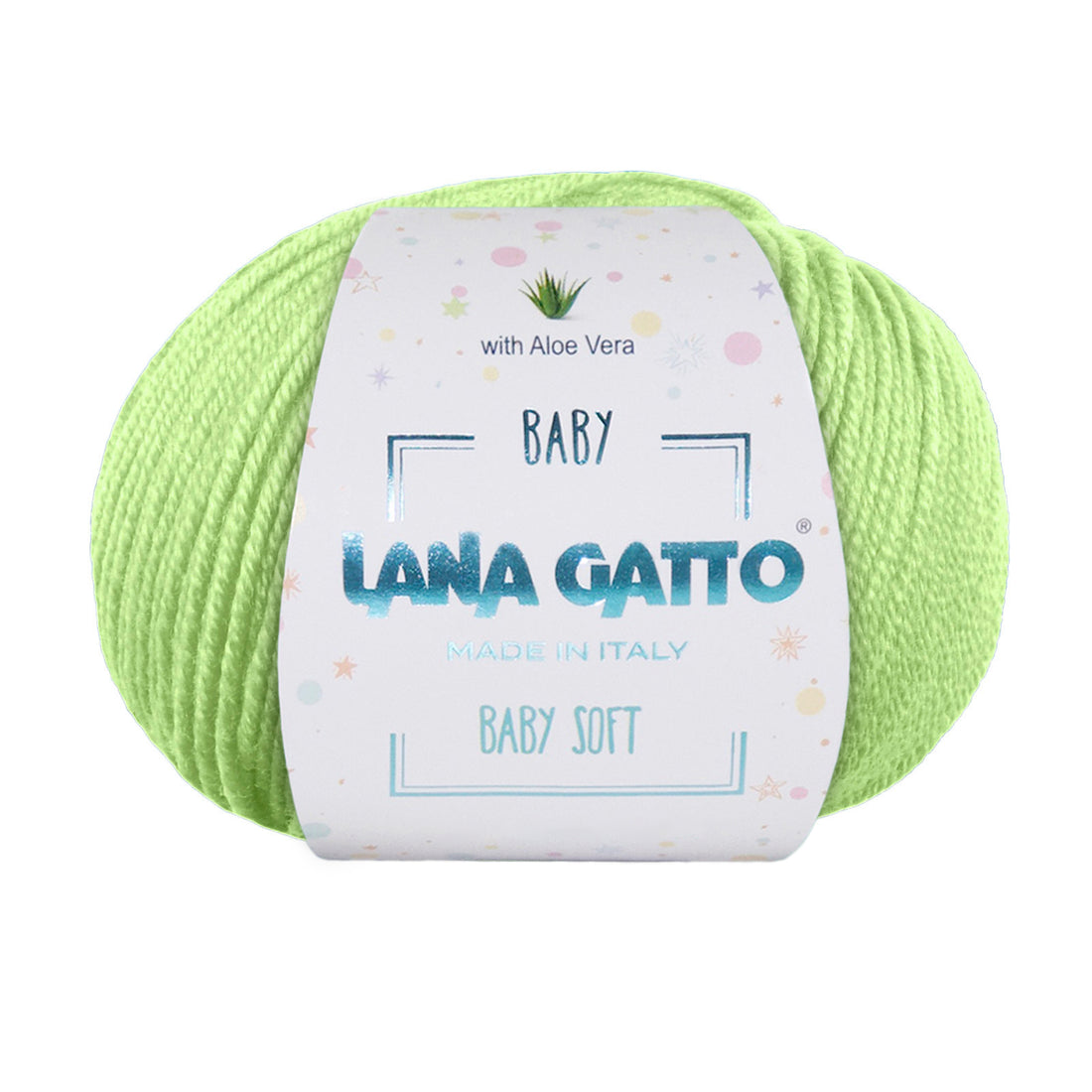 Gomitolo 100% Pura Lana Vergine Merino Extrafine con Aloe Vera, Lana Gatto - Tonalità Verde e Azzurro