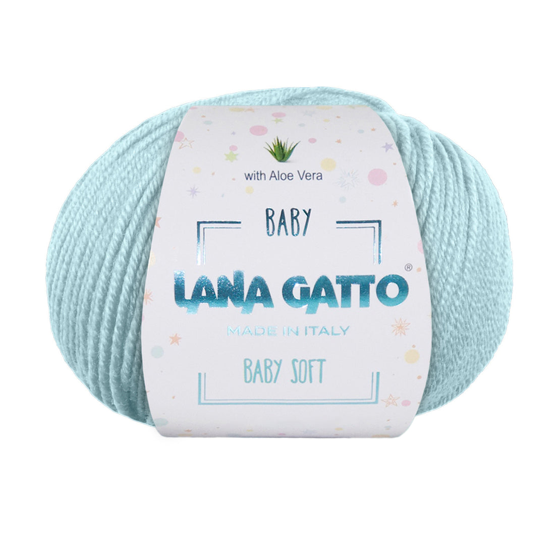 Gomitolo 100% Pura Lana Vergine Merino Extrafine con Aloe Vera, Lana Gatto - Tonalità Verde e Azzurro