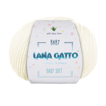 Gomitolo 100% Pura Lana Vergine Merino Extrafine, Lana Gatto Linea Baby Soft con Aloe Vera - Tonalità Neutre