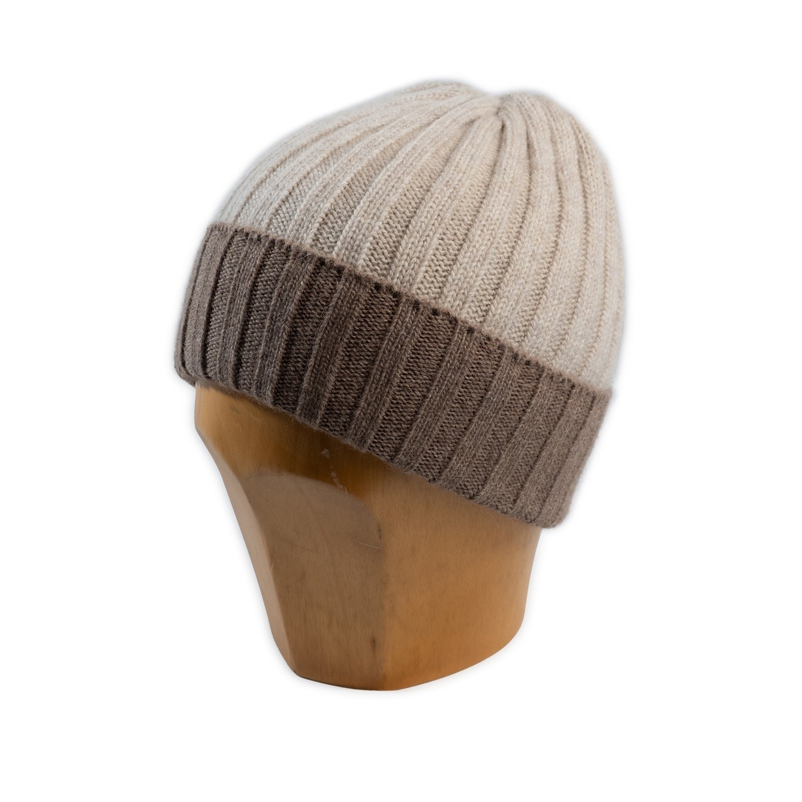 Alpen House Wool Cashmere beanie 100% natural fibers - two-tone wide rib